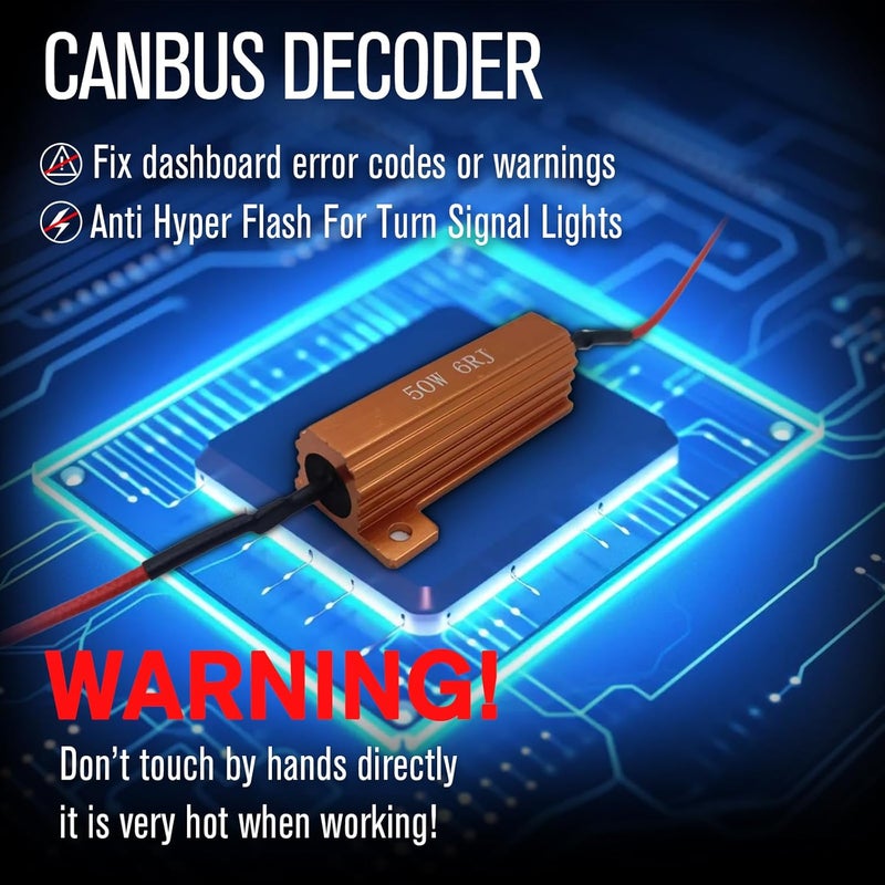 evntyps 50W 60hm Load Resistors for LED Turn Signal Bulb Anty Hyper Flash,LED Resistor for Fix LED Bulb Error Code,LED Turn Signa Resistor,Car Dashboard Error Code Warning Canceller(2pcs) - Image 2